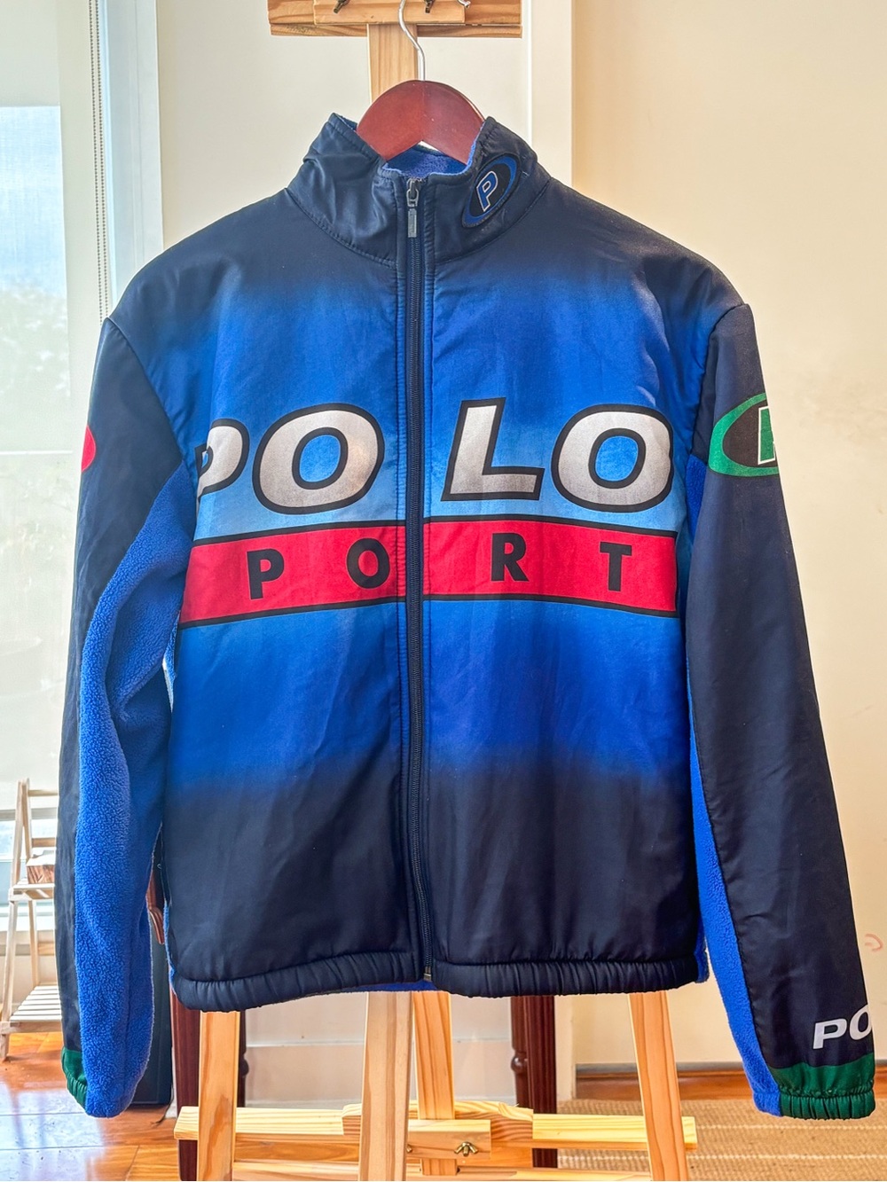 ⁠VTG Polo Sport Ralph Lauren 90s Fleece Track Cycling Jacket USA Small⁠